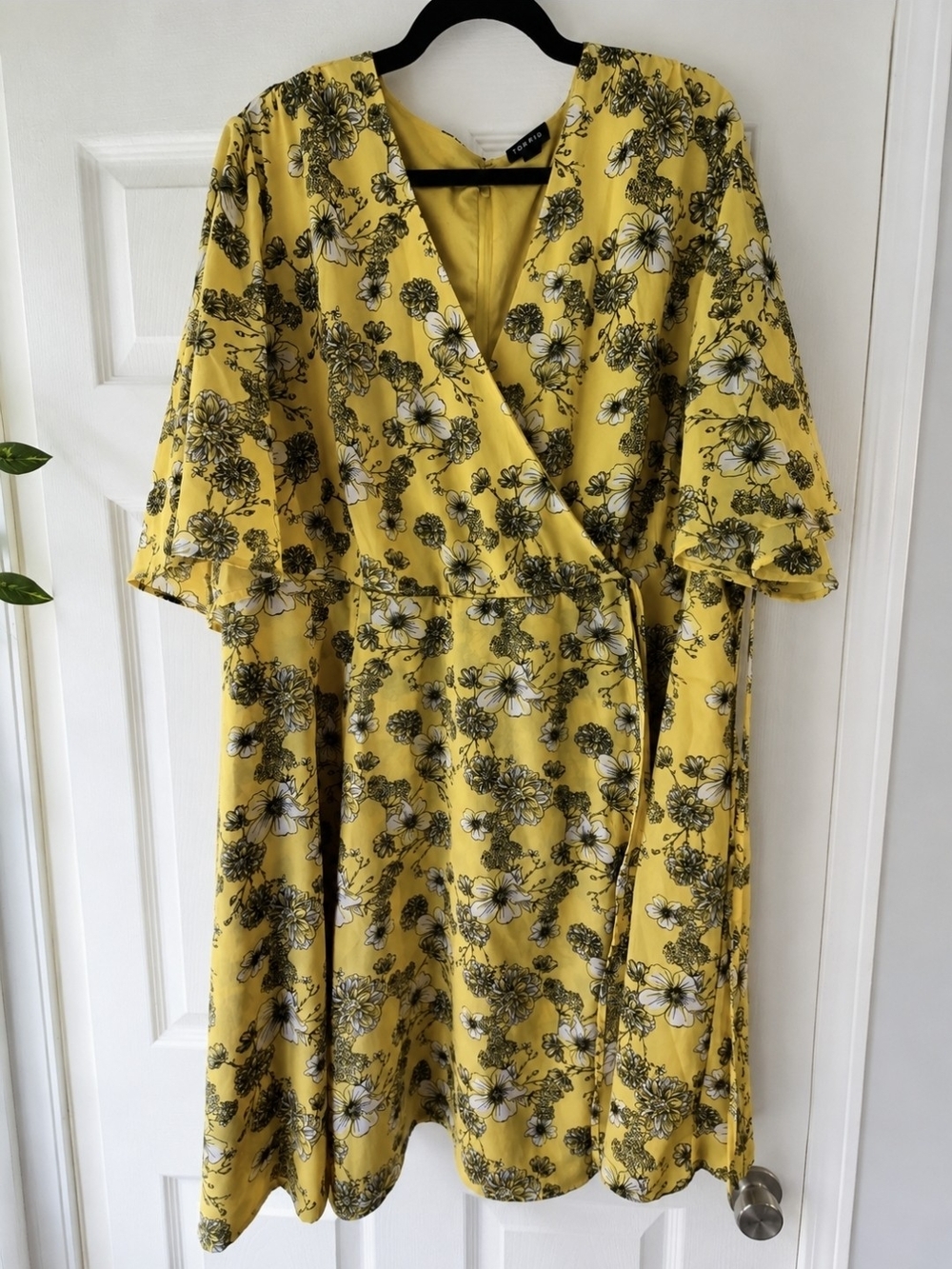 torrid Yellow Floral Wrap Dress with Black & White Flower Print